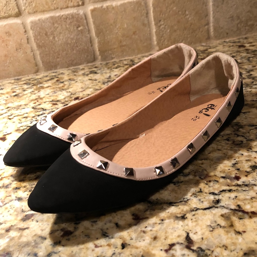 Studded point toe flats